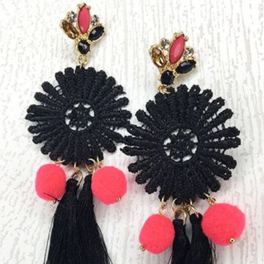 Black and Pink Earrings
